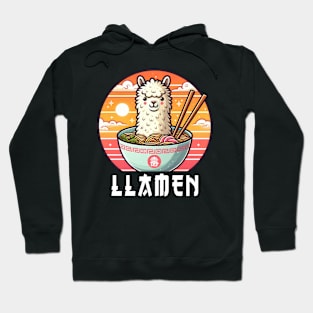 Llamen Cute Kawaii Llama Eating Ramen Hoodie